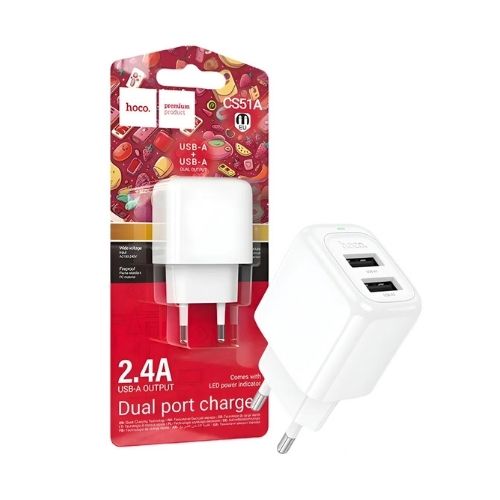 Hoco Enchufe Doble Puerto Usb Sin Cable 2.4a Cs51a B