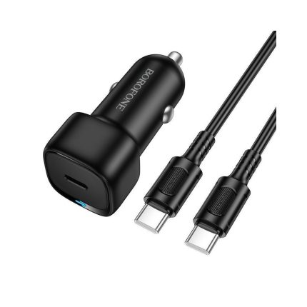 Cargador de Auto Tipo C con Cable Tipo C a C PD20W Borofone BZ34A Negro 1m